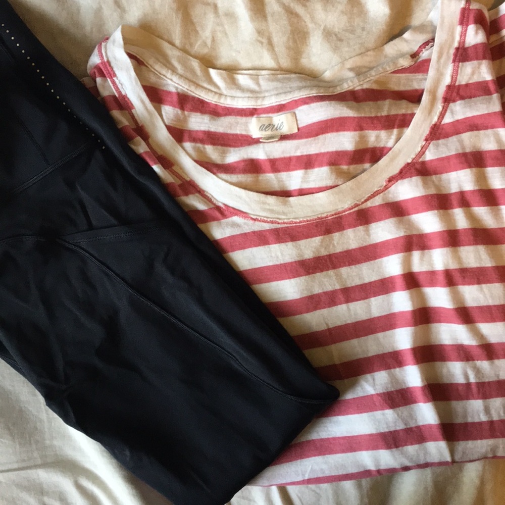 Long sleeve, red & white striped, long T-shirt